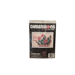VTG 1992 Dimensions No Count Cross Stitch Kit 7"x5" #6624 Flowering Cactus Retro